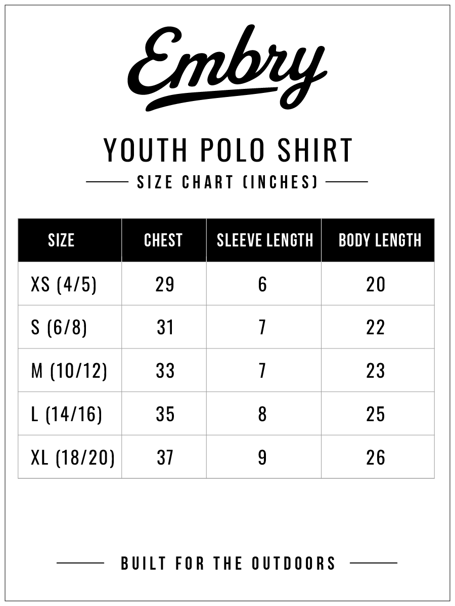 Youth Performance Polo - Original Ranch — size guide